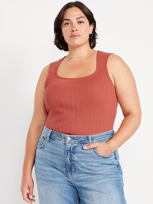 Image number 5 showing, Trapeze-Neck Pointelle Top