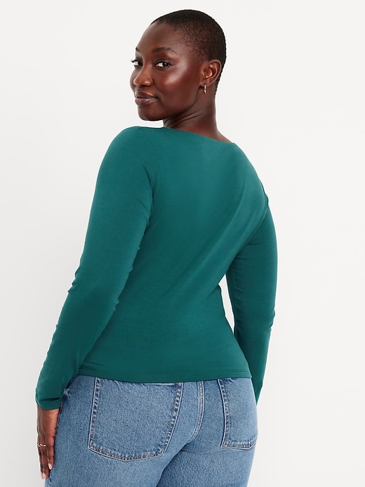 Image number 5 showing, Fitted Double-Layer Scoop-Neck Top