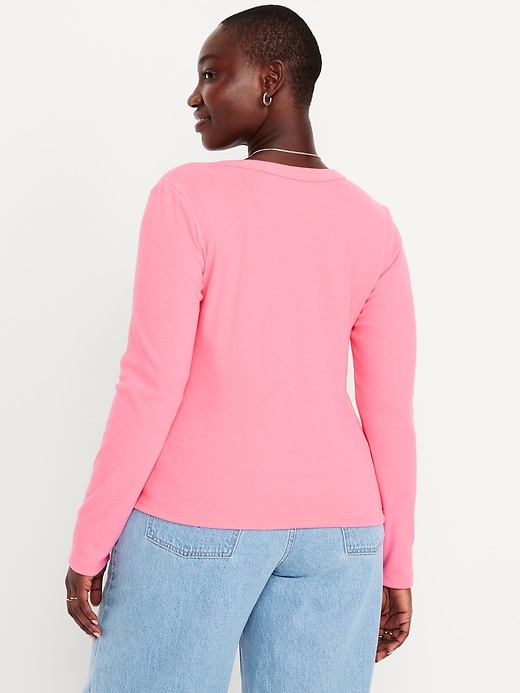Image number 5 showing, Long-Sleeve Cozy V-Neck Top