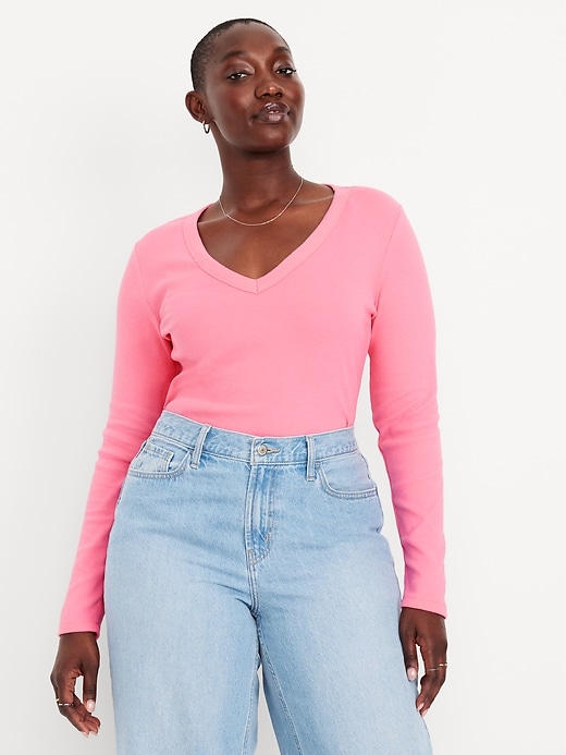 Image number 4 showing, Long-Sleeve Cozy V-Neck Top