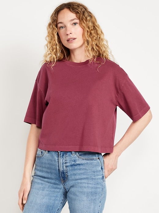 Image number 1 showing, Vintage Crew-Neck Cropped T-Shirt
