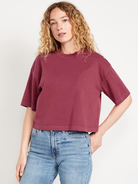 Vintage Crew-Neck Cropped T-Shirt - Clove