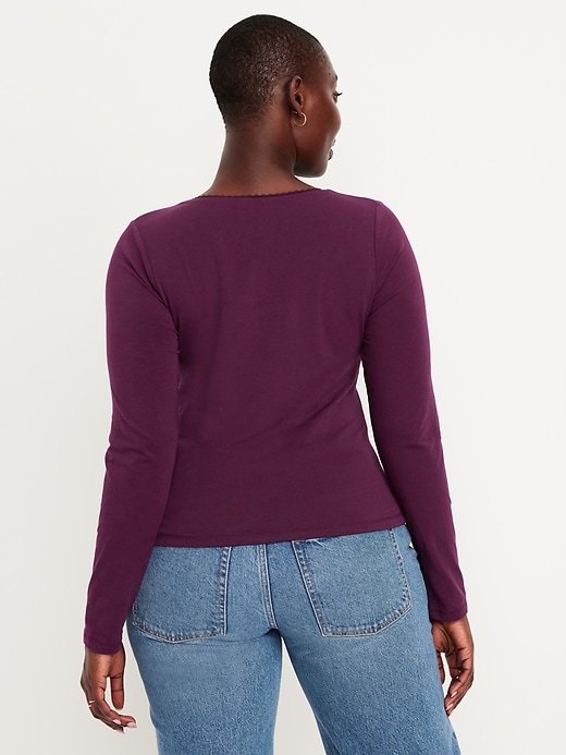 Image number 6 showing, Fitted Double-Layer Scoop-Neck Top