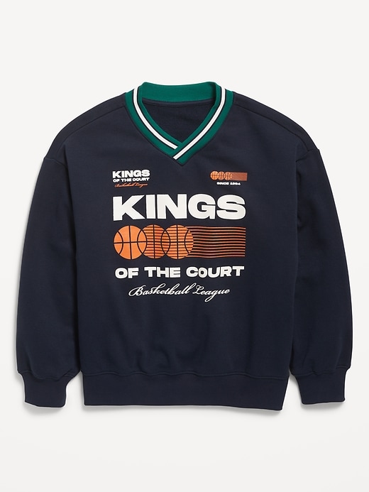 Image number 2 showing, Oversized V-Neck Graphic Sweatshirt for Boys