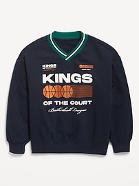Image number 2 showing, Oversized V-Neck Graphic Sweatshirt for Boys