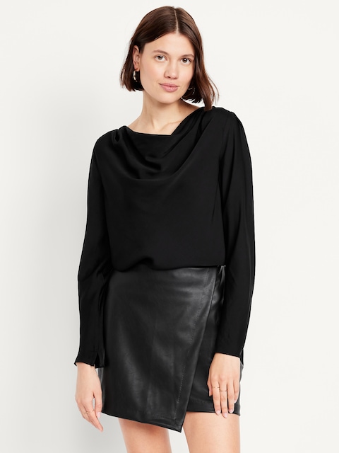 Cowl-Neck Satin Top