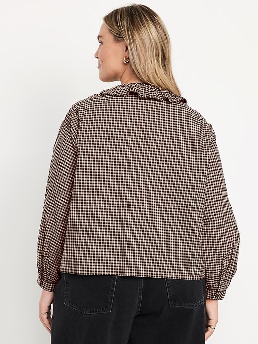 Image number 8 showing, Button-Down Plaid Ruffle Shirt