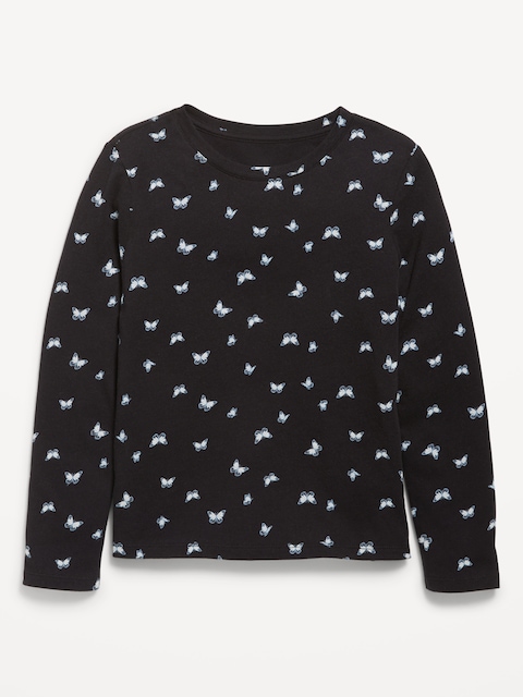 Softest Printed Long-Sleeve T-Shirt for Girls - Butterflies