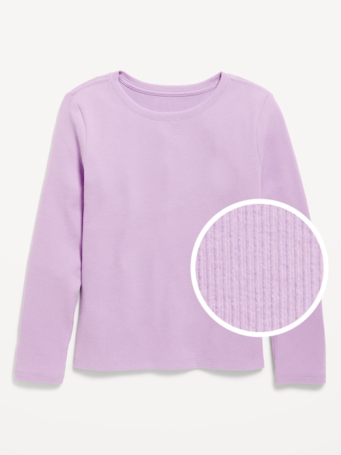 Softest Long-Sleeve Ribbed T-Shirt for Girls - Clary Sage