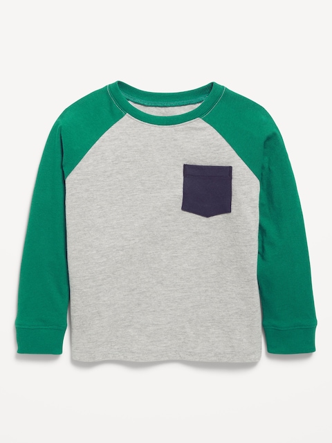 Long-Sleeve Pocket T-Shirt for Toddler Boys - Green Combo