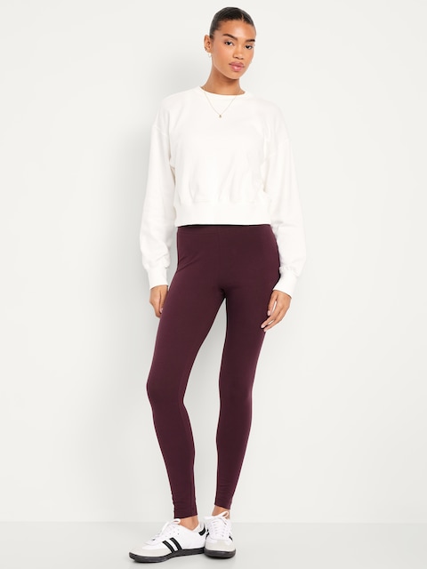 High-Waisted Jersey Fashion Layering Leggings - Dark Sepia