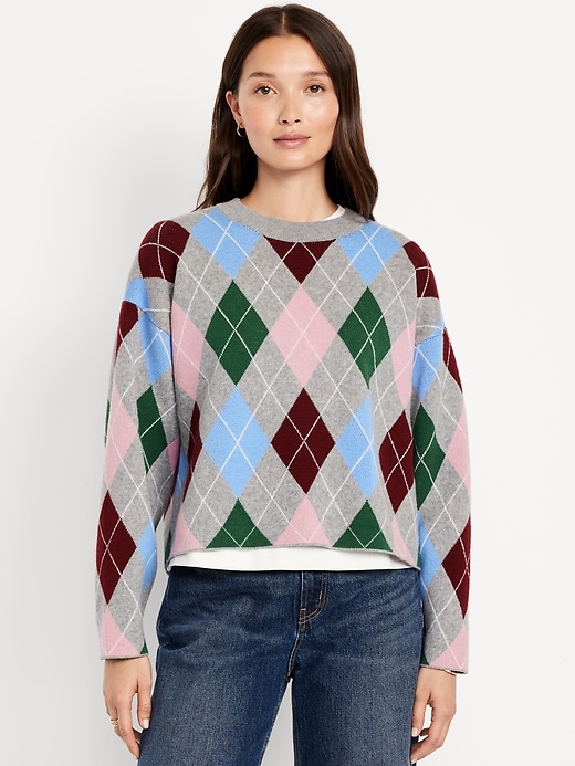 Image number 1 showing, SoSoft Cropped Argyle Sweater