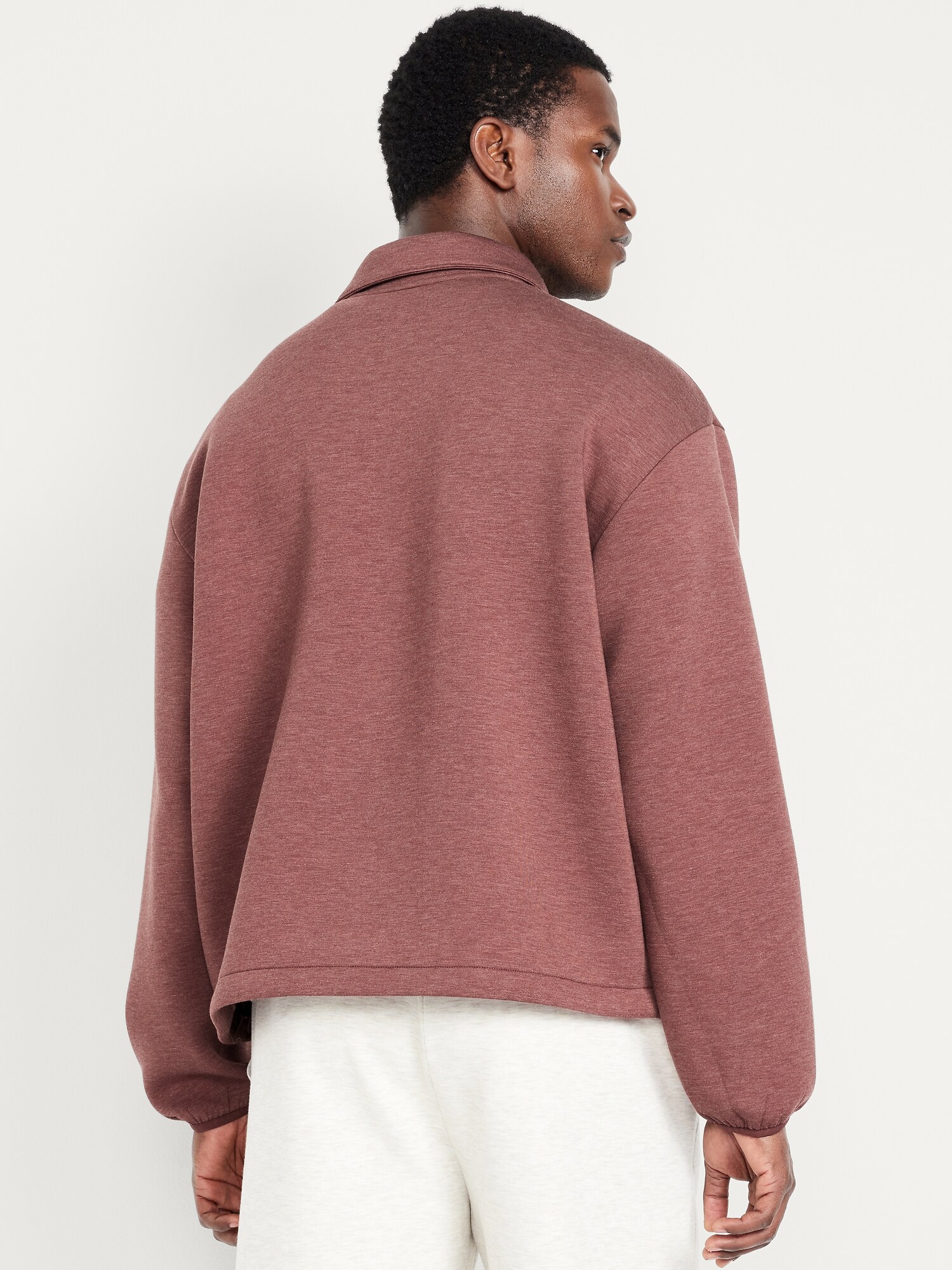 Мужская толстовка Old Navy Bounce Fleece Oversized Polo Sweatshirt, цвет: Тёмно-бордовый — фото 2