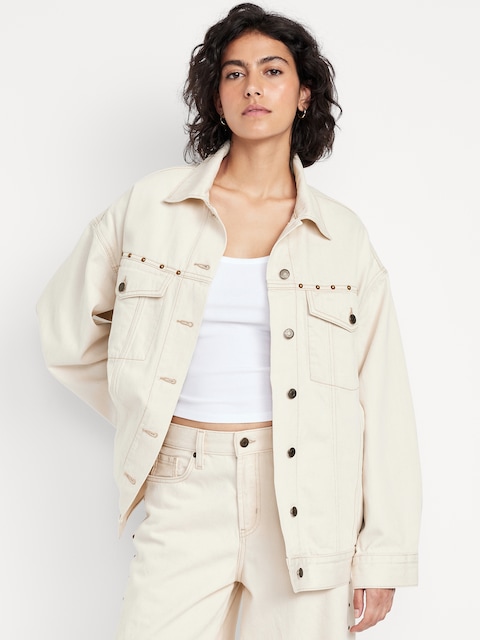 Oversized Studded Jean Jacket