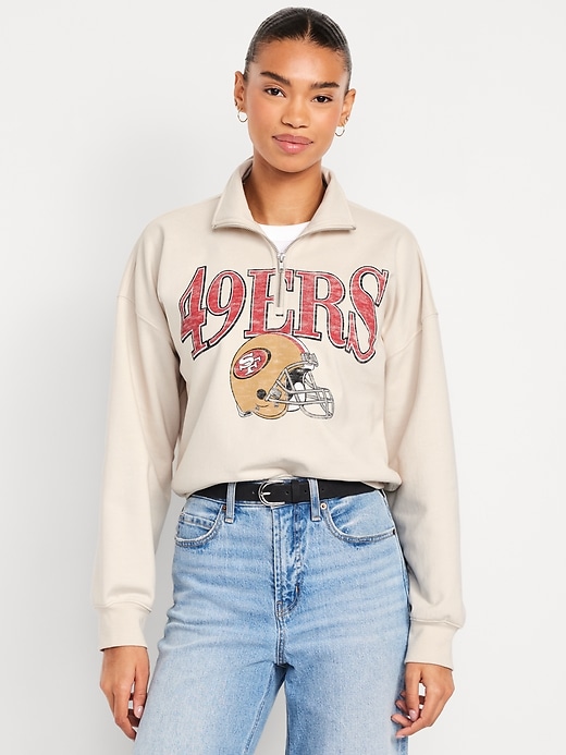 Image number 1 showing, NFL™ San Francisco 49ers™ Oversized Half-Zip Sweatshirt