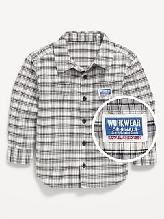Plaid Flannel Pocket Shirt for Toddler Boys