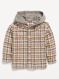 Image number 1 showing, Button-Front Hooded Shirt for Toddler Boys