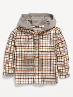 Button-Front Hooded Shirt for Toddler Boys