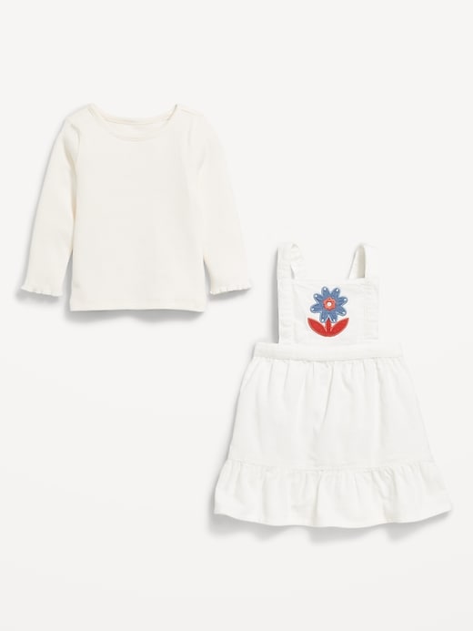 Image number 2 showing, Long-Sleeve Ribbed T-Shirt and Corduroy Dress Set for Baby