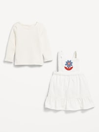 Image number 2 showing, Long-Sleeve Ribbed T-Shirt and Corduroy Dress Set for Baby