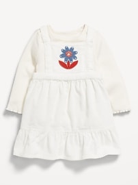 Image number 1 showing, Long-Sleeve Ribbed T-Shirt and Corduroy Dress Set for Baby