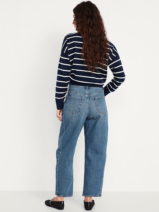 Image number 3 showing, High-Waisted Barrel Ankle Jeans