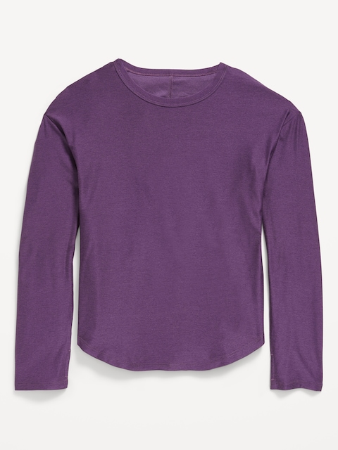 CloudMotion Long-Sleeve Back-Cutout Performance T-Shirt for Girls - Purple Maxine