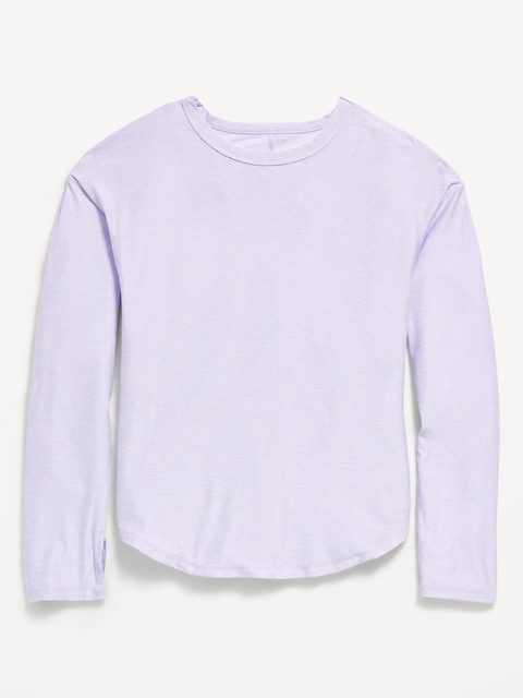 CloudMotion Long-Sleeve Back-Cutout Performance T-Shirt for Girls - Glitter Bug