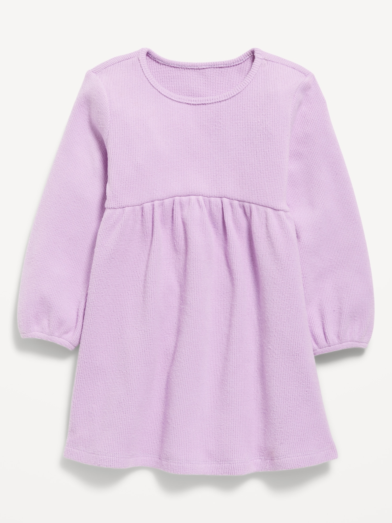 Long-Sleeve Waffle-Knit Dress for Toddler Girls