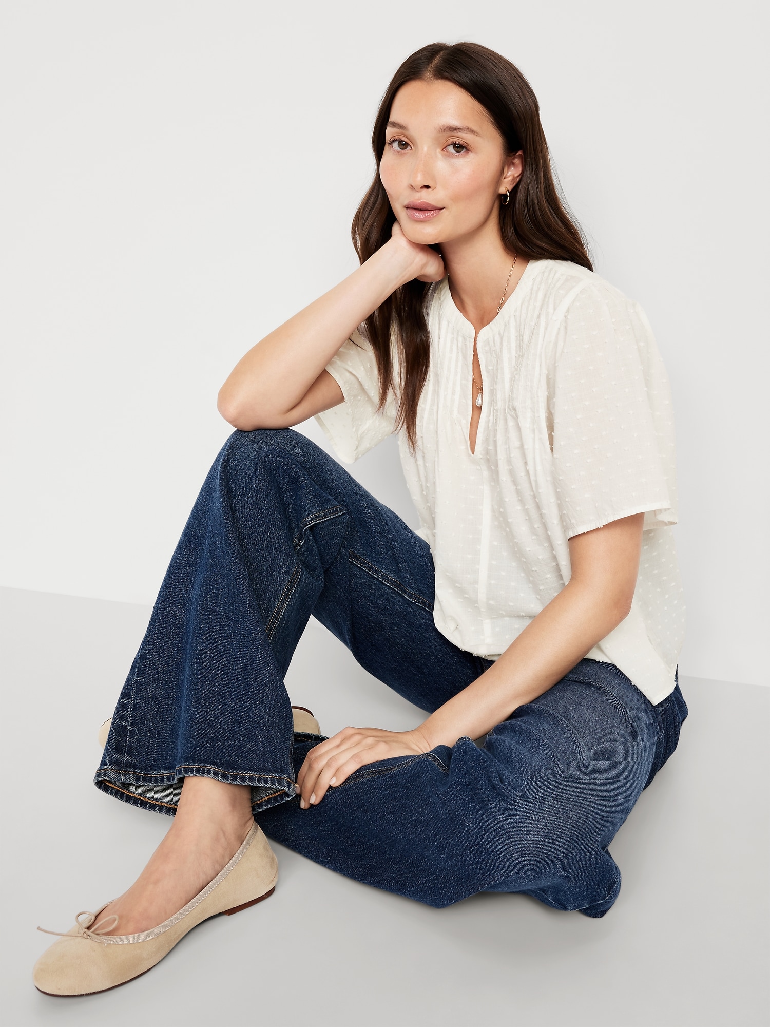 Flutter-Sleeve Swiss Dot Top