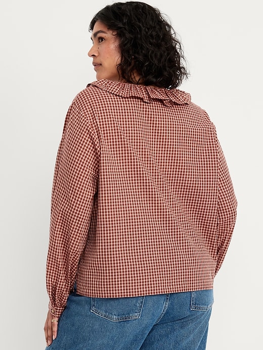 Image number 7 showing, Button-Down Plaid Ruffle Shirt