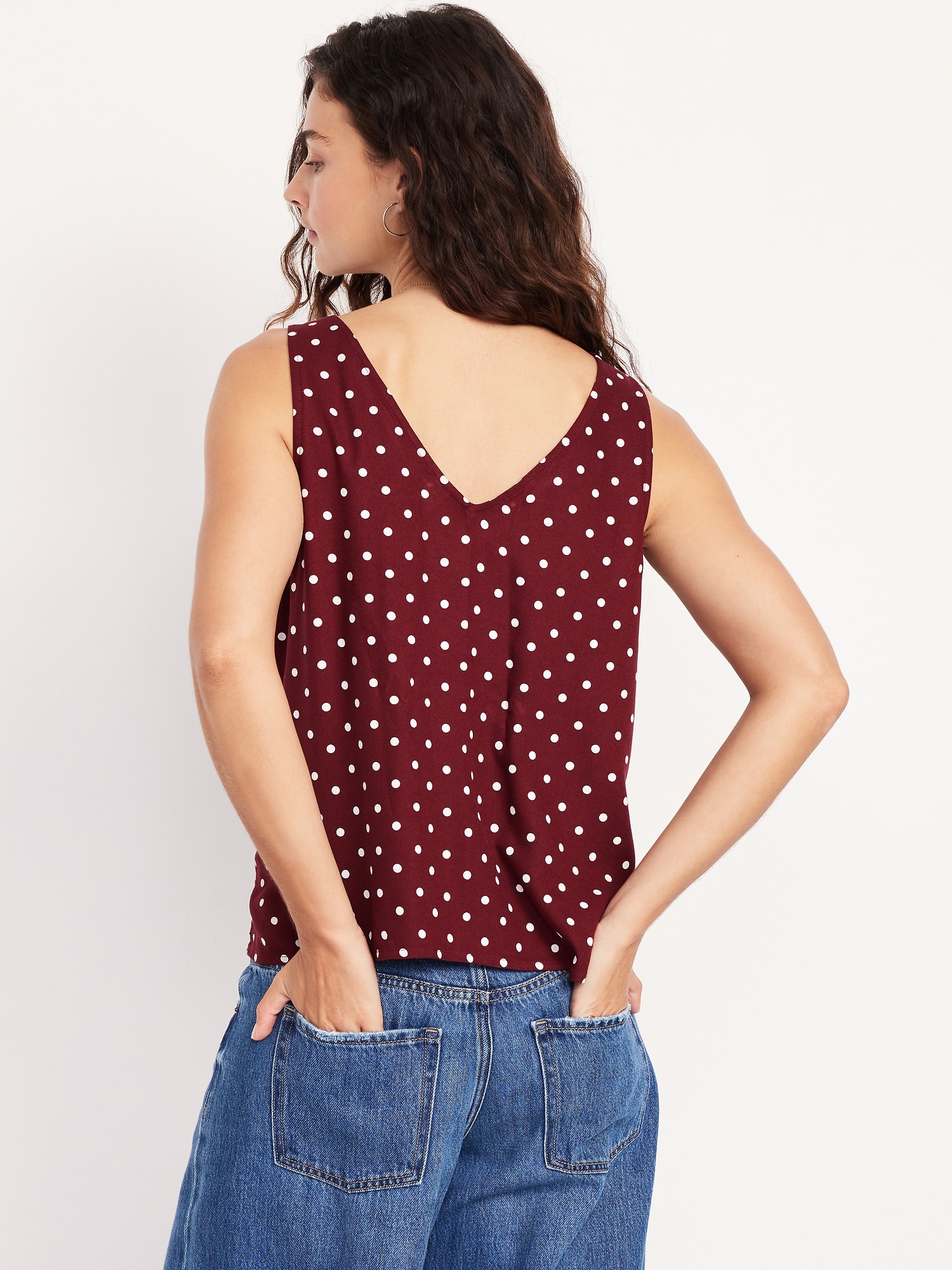 Sleeveless V-Neck Crepe Top
