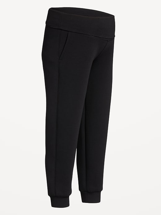 Maternity Bounce Fleece Rollover-Waist Jogger Sweatpants