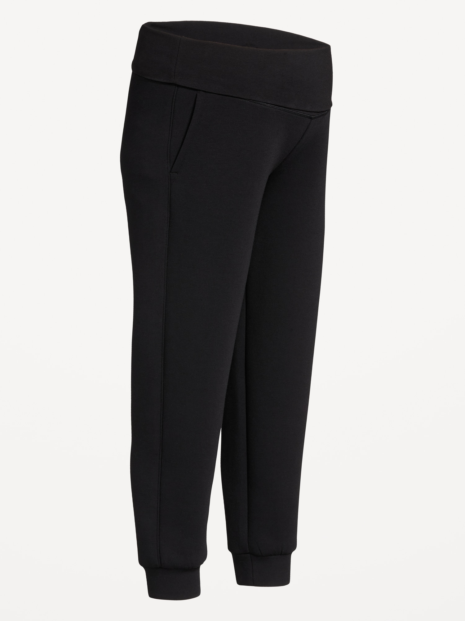 Maternity Bounce Fleece Rollover-Waist Jogger Sweatpants