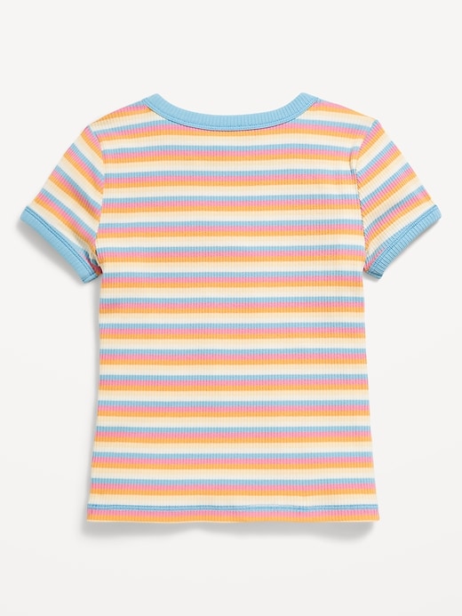 Image number 2 showing, Fitted Short-Sleeve Printed Ribbed Ringer T-Shirt for Girls