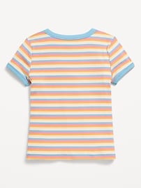 Image number 2 showing, Fitted Short-Sleeve Printed Ribbed Ringer T-Shirt for Girls