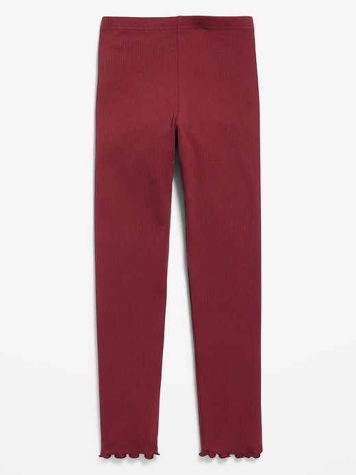 Image number 1 showing, High-Waisted Lettuce Edge Rib-Knit Leggings for Girls