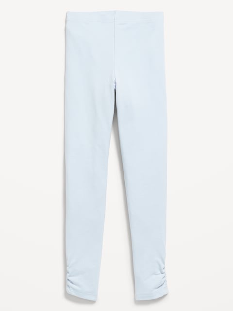 High-Waisted Side Ruched Leggings for Girls - New Light Blue