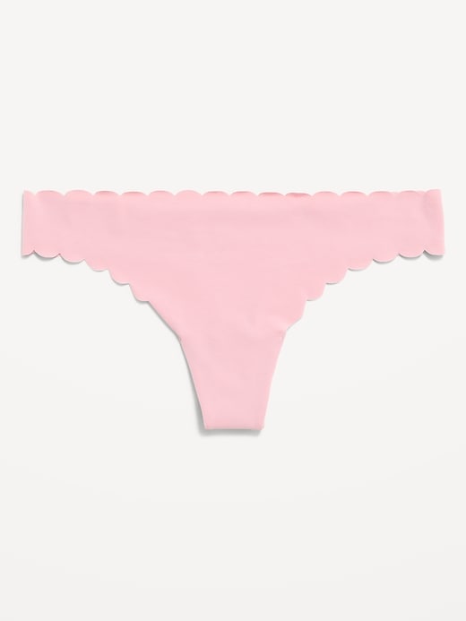 Image number 4 showing, Low-Rise No-Show Scalloped Thong Underwear