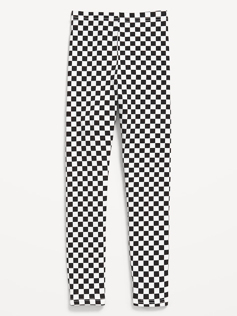 Printed Leggings for Girls - Black Check