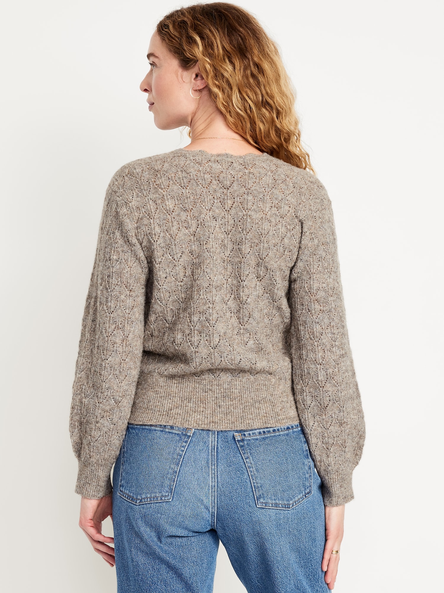 Wool-Blend Wrap-Front Sweater