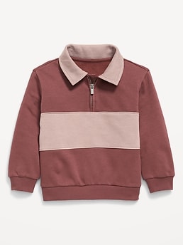 トップス sheller bigdoubleziphoodie Oversized Unisex Collared Quarter-Zip Sweatshirt for Toddler