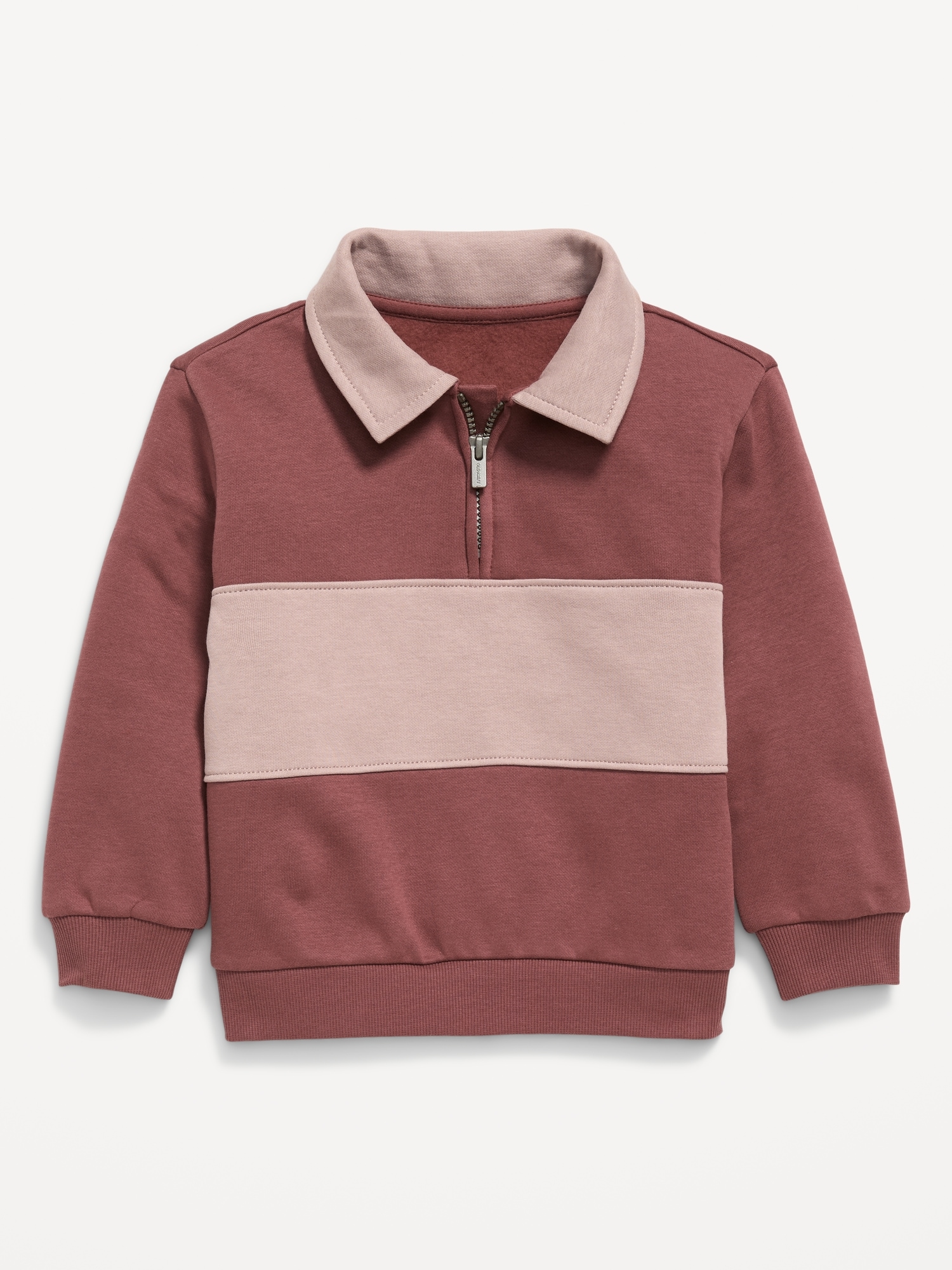 Oversized Collared Quarter-Zip Sweatshirt for Toddler Boys