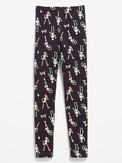 Printed Leggings for Girls - Black Skeleton