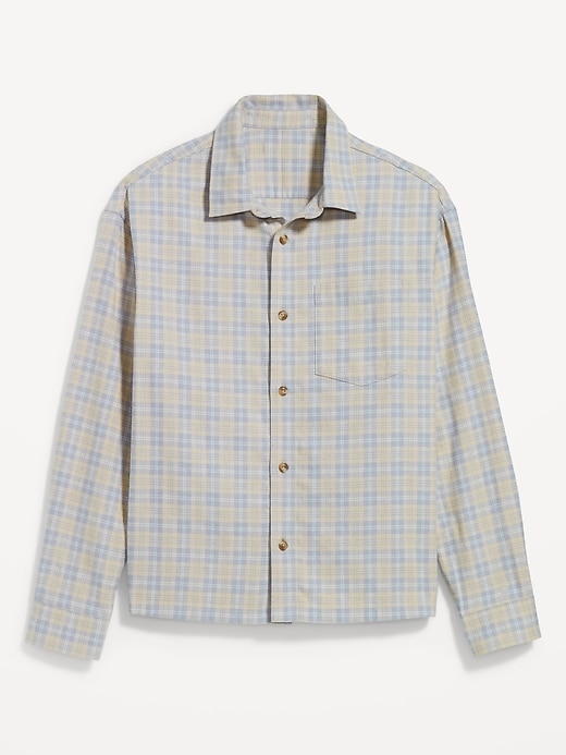 Image number 4 showing, Loose Fit Cropped Plaid Flannel Shirt