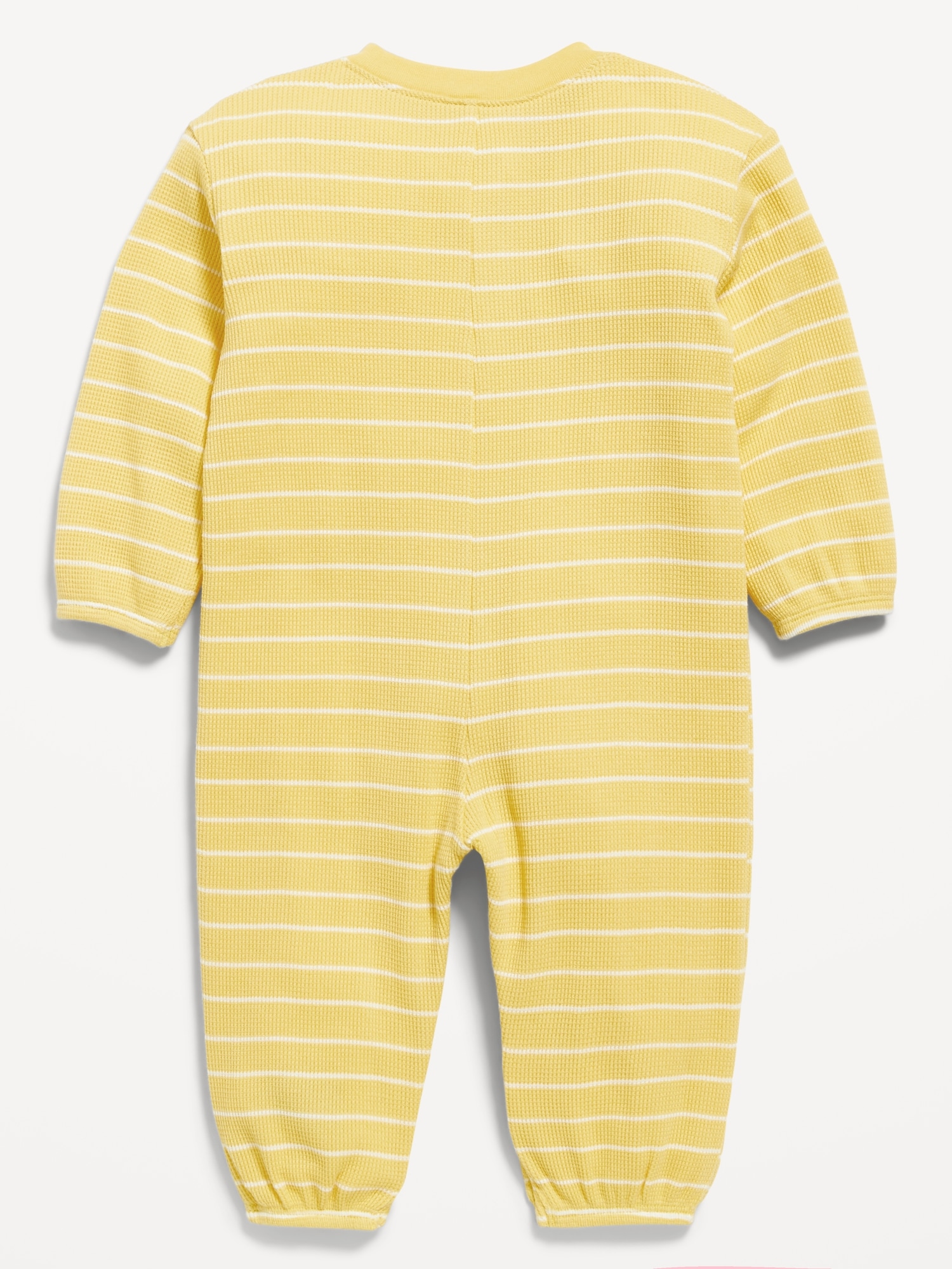 Long-Sleeve Waffle-Knit Henley One-Piece for Baby