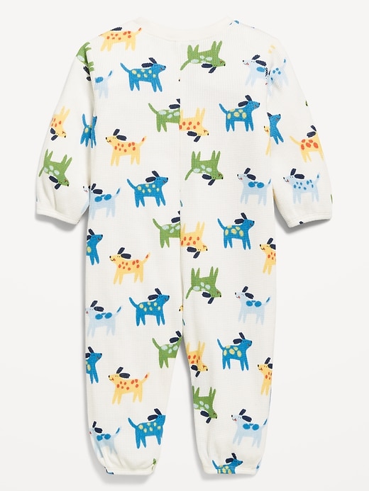 Image number 2 showing, Printed Waffle-Knit Henley One-Piece for Baby