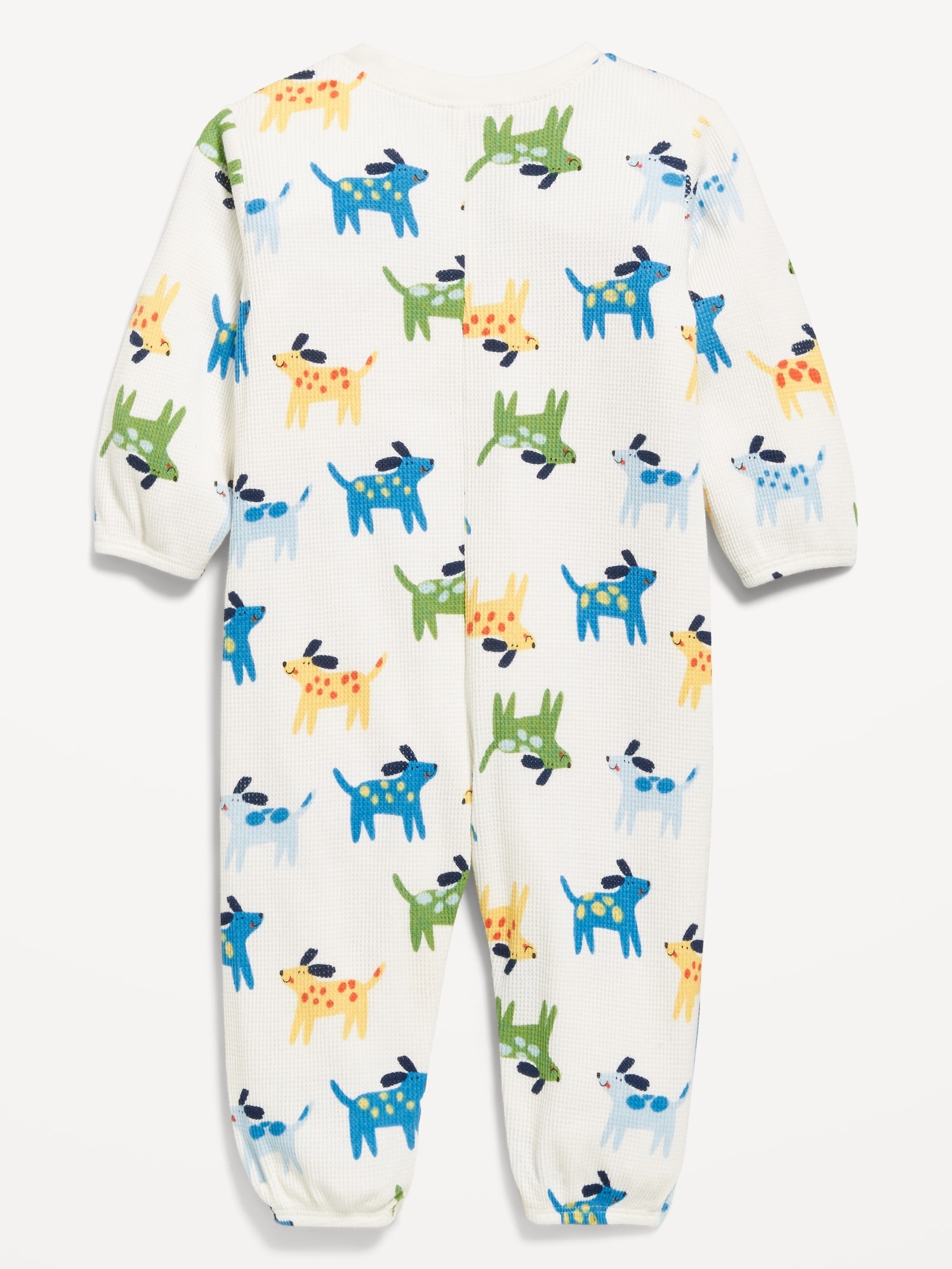 Printed Waffle-Knit Henley One-Piece for Baby