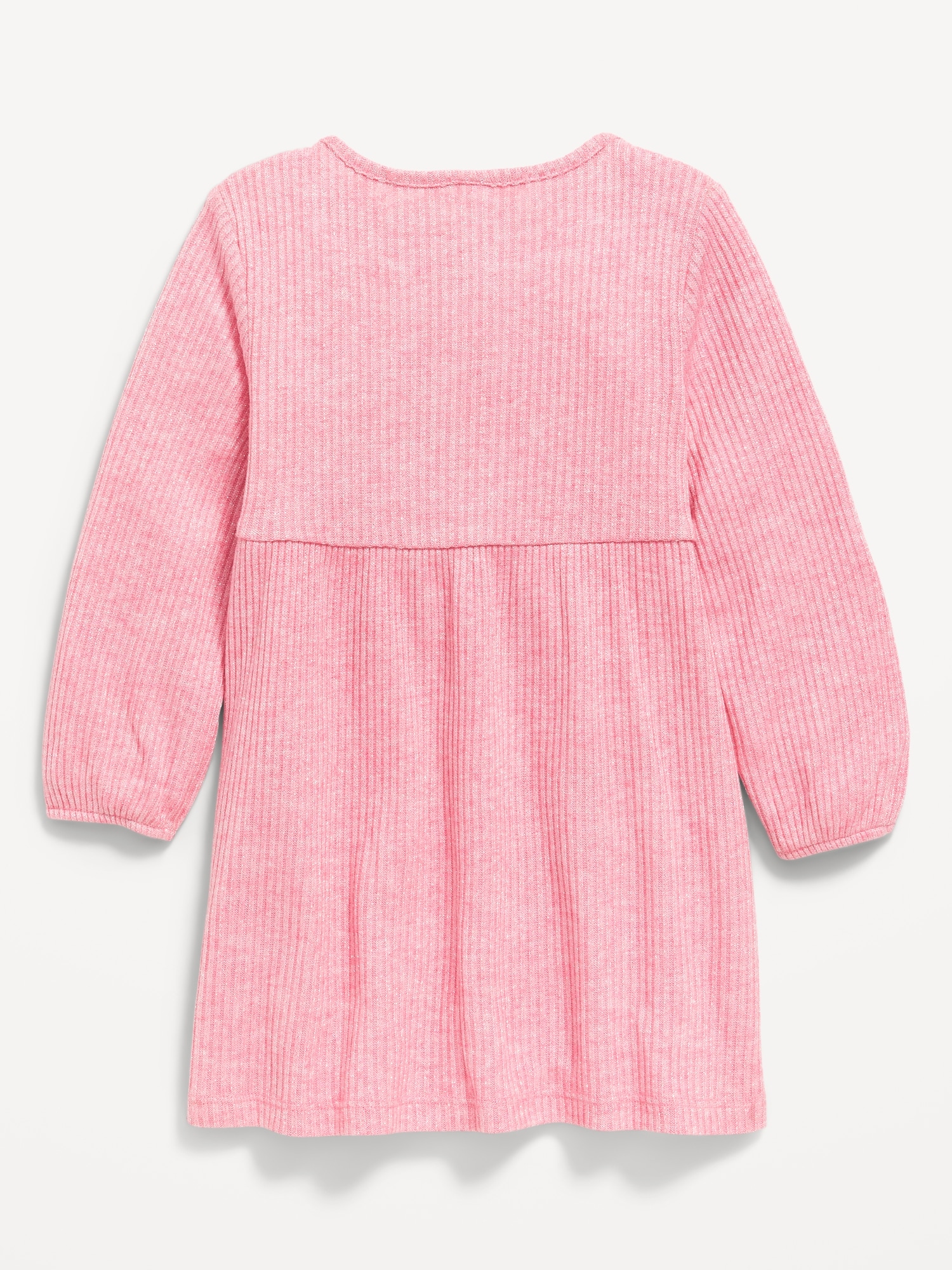 Long-Sleeve Waffle-Knit Dress for Toddler Girls