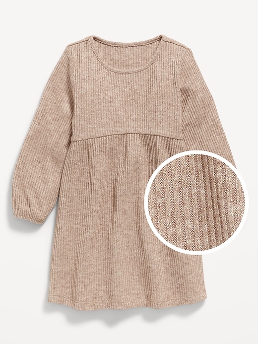 Image number 1 showing, Long-Sleeve Shiny Ribbed Dress for Toddler Girls